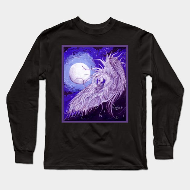 Winged Unicorn and the moon Long Sleeve T-Shirt by pegacorna